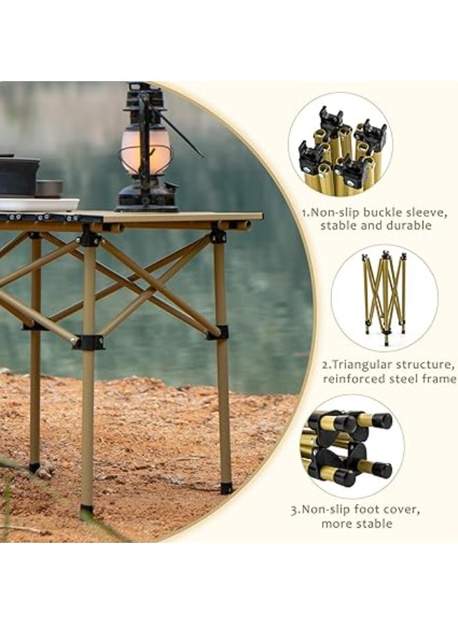 U2PICK Portable Camping Table, Lightweight Folding Camping Table with Carry Bag, Ultralight Outdoor Folding Table, Picnic, Hiking, Fishing, Beach，Khaki - Image 4